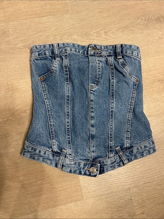 Zara Tops - Zara Blue Denim Corset Crop Top